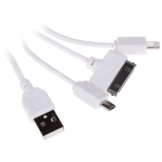 Кабель DEXP micro USB, Lightning 8-pin, 30-pin Apple - USB белый 1.5 м Кабель DEXP micro USB, Lightning 8-pin, 30-pin Apple - USB белый 1.5 м