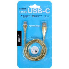 Кабель DEXP USB Type-C - USB золотистый 1 м Кабель DEXP USB Type-C - USB золотистый 1 м